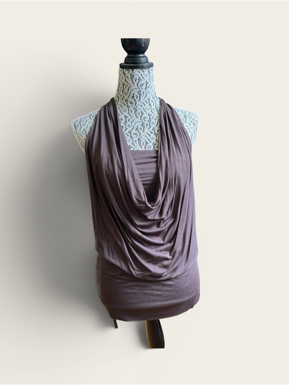 Draped Halter Tank Top - Brown